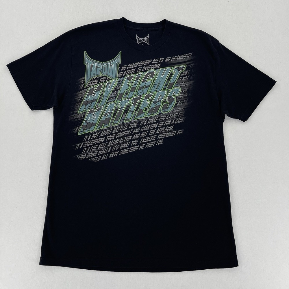 Y2K Tapout T-shirt Mens L Black My Fight Matters Print Grunge Retro MMA
